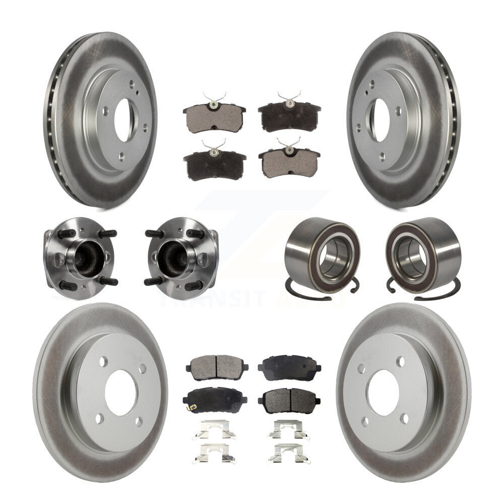 Kit de rotors et plaquettes de frein à disque revêtus de roulement de moyeu avant et arrière (10 pièces) pour Ford Fiest