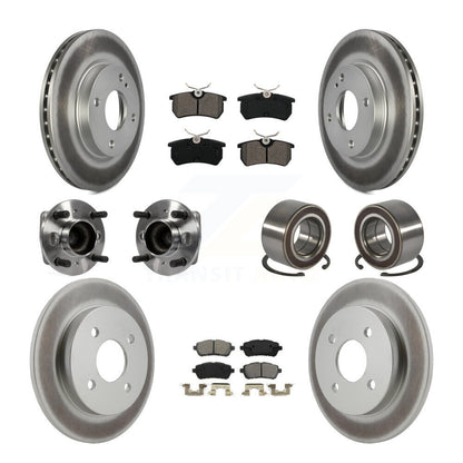 Kit de rotors et plaquettes de frein à disque revêtus de roulement de moyeu avant et arrière (10 pièces) pour Ford Fiest