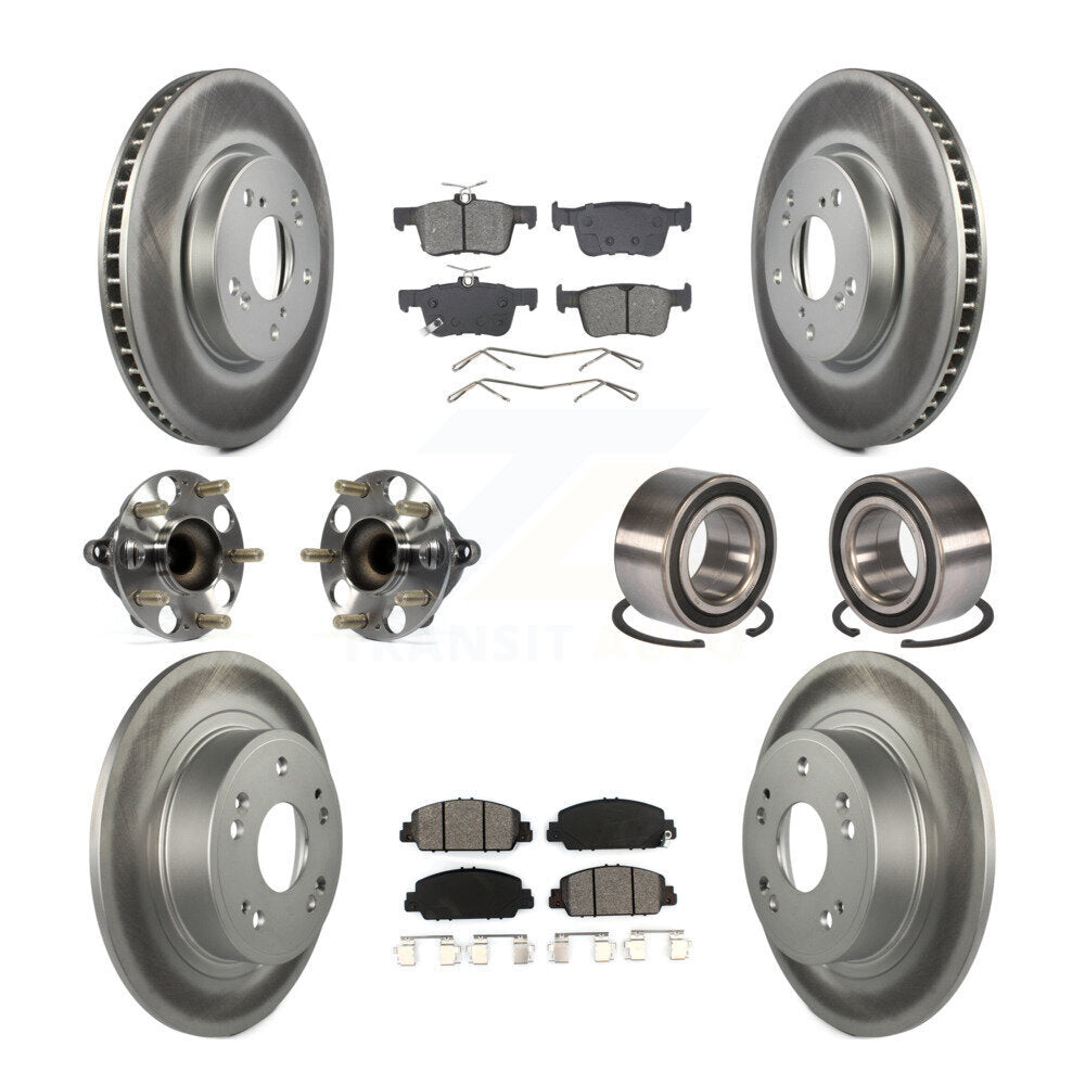 Kit de rotor et de plaquettes de frein à disque revêtus de roulement de moyeu avant et arrière (10 pièces) pour Honda Accor