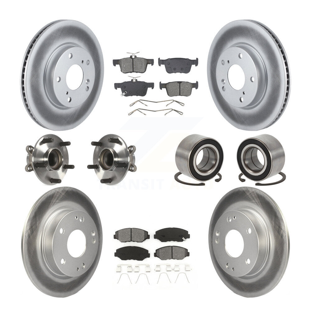 Kit de rotors et plaquettes de frein à disque revêtus de roulement de moyeu avant et arrière (10 pièces) pour Honda Civi
