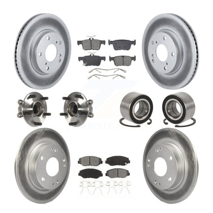 Kit de rotors et plaquettes de frein à disque revêtus de roulement de moyeu avant et arrière (10 pièces) pour Honda Civi