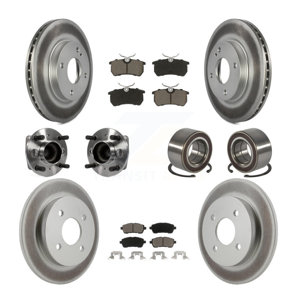 Kit de rotors et plaquettes de frein à disque revêtus de roulement de moyeu avant et arrière (10 pièces) pour Ford Fiest