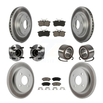Kit de rotors et plaquettes de frein à disque revêtus de roulement de moyeu avant et arrière (10 pièces) pour Ford Fiest