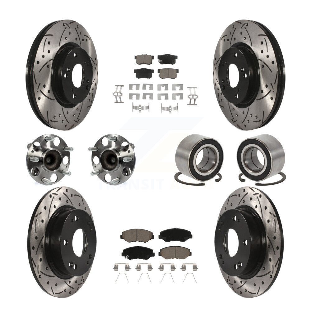 Kit de plaquettes de Rotor de frein, roulement de moyeu avant et arrière (10 pièces) pour Honda Civic Acura IL