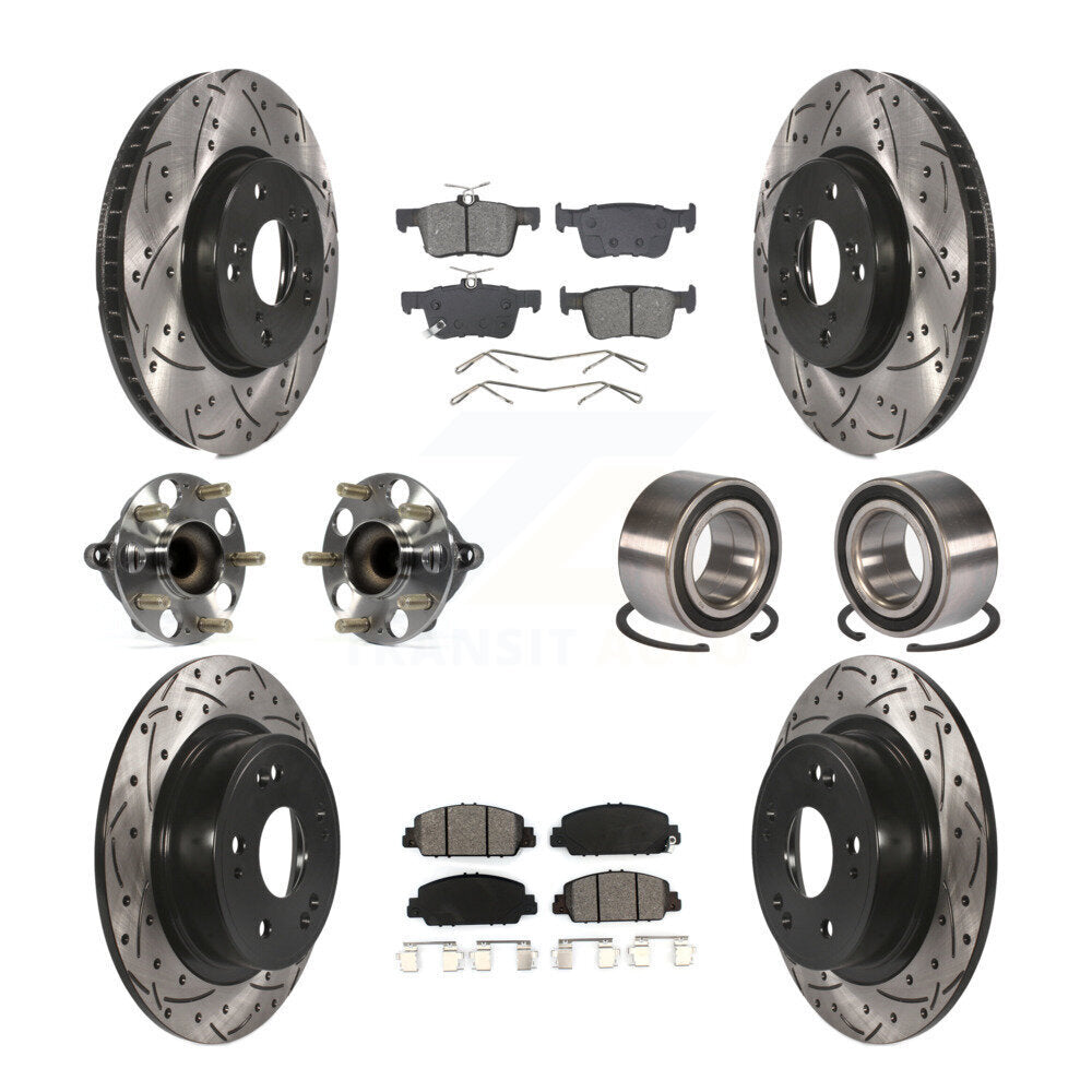 Kit de rotor et de plaquettes de frein à disque revêtus de roulement de moyeu avant et arrière (10 pièces) pour Honda Accor