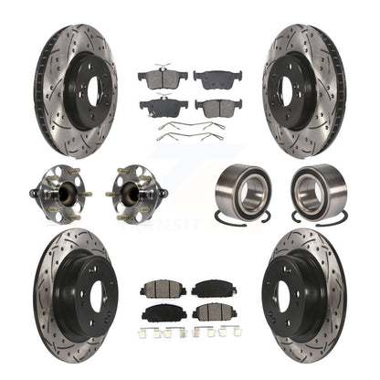 Kit de rotor et de plaquettes de frein à disque revêtus de roulement de moyeu avant et arrière (10 pièces) pour Honda Accor