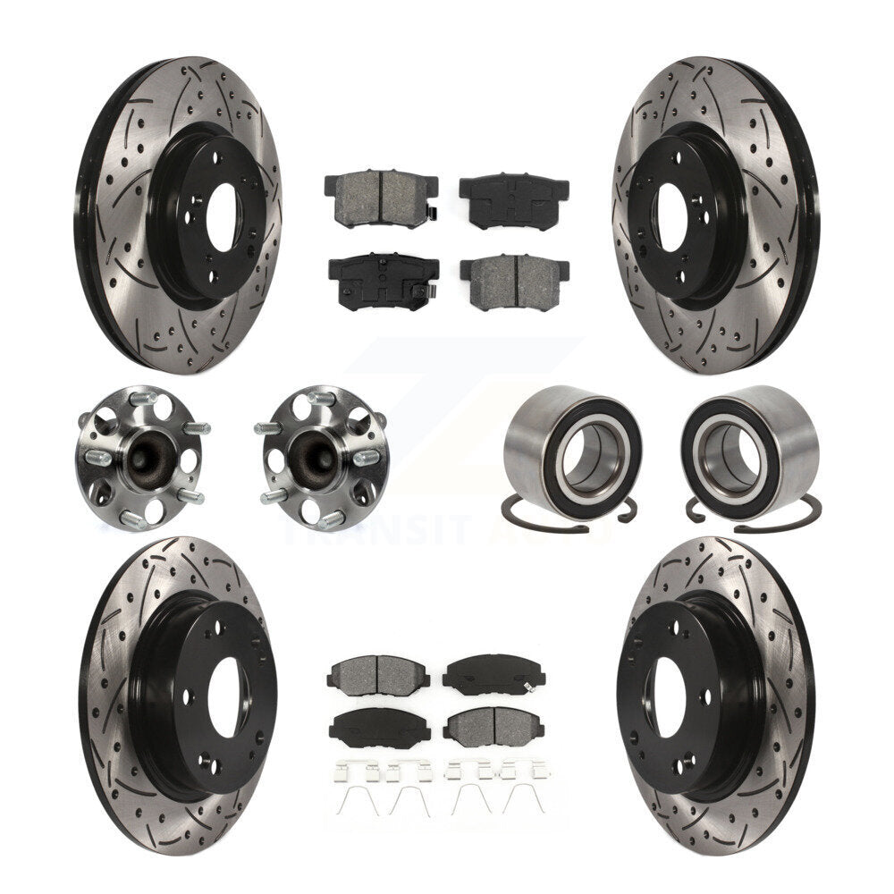 Kit de plaquettes de Rotor de frein, roulement de moyeu avant et arrière (10 pièces) pour Honda Civic Acura IL