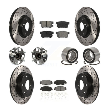 Kit de plaquettes de Rotor de frein, roulement de moyeu avant et arrière (10 pièces) pour Honda Civic Acura IL