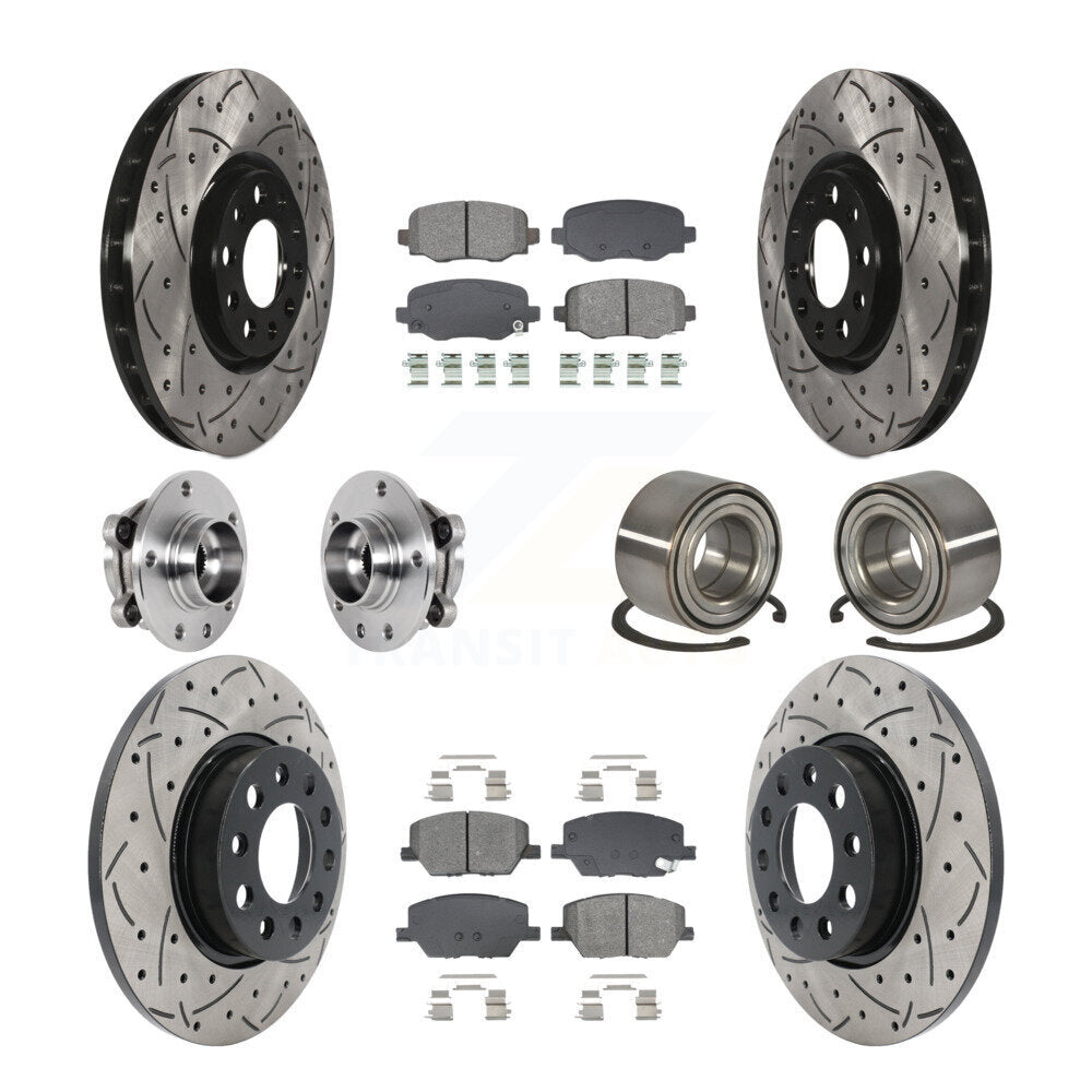 Kit de plaquettes de rotor de frein revêtues de roulement de moyeu avant et arrière (10 pièces) pour Fiat 500X AW 16-18