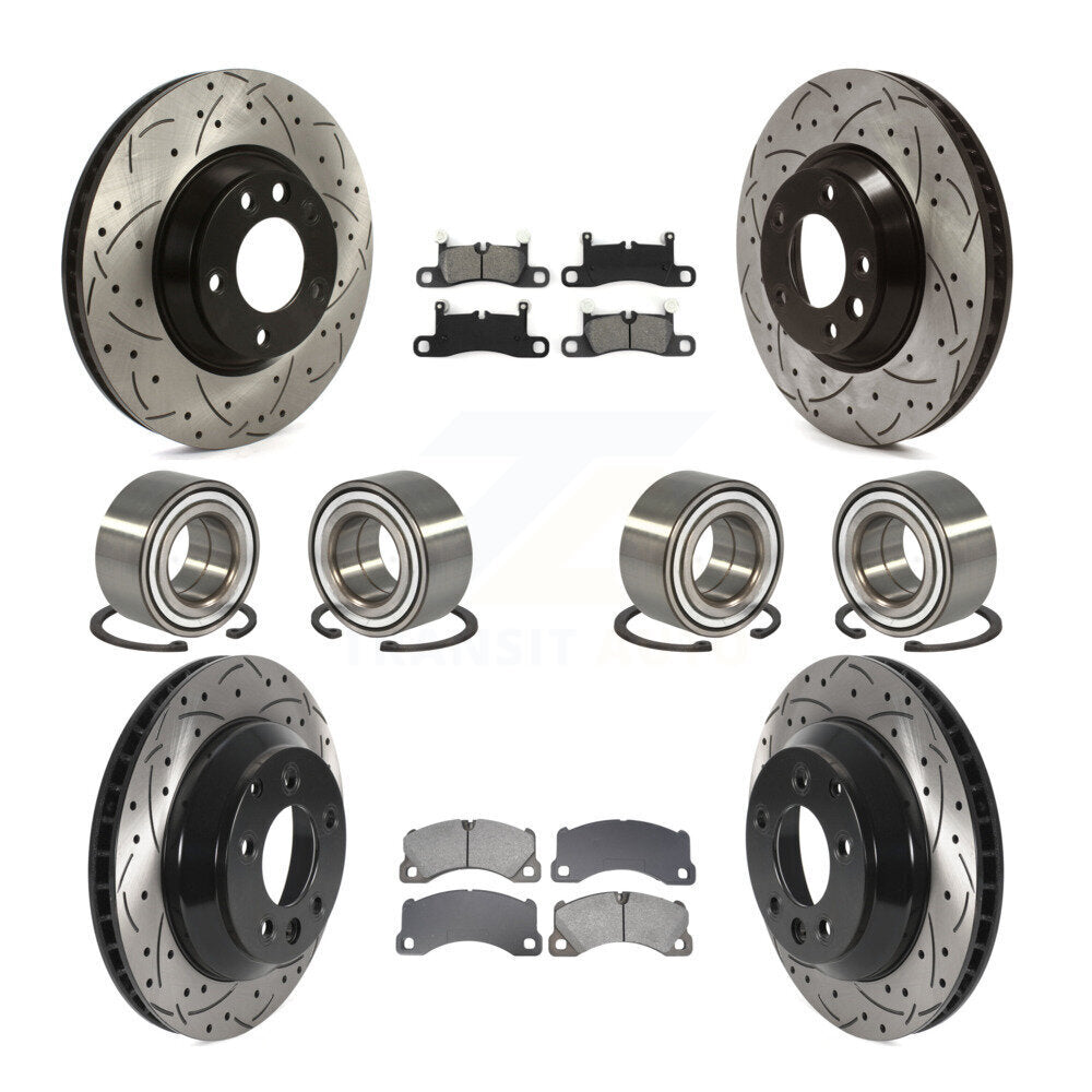 Kit de rotors et plaquettes de frein à disque revêtus de roulements avant et arrière (10 pièces) pour Porsche Cayenn