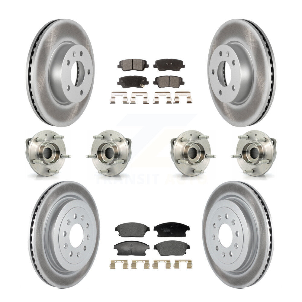 Kit de rotors et plaquettes de frein revêtus de roulement de moyeu avant et arrière (10 pièces) pour Cadillac ATS AW