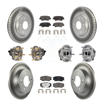 Kit de rotors et plaquettes de frein à disque revêtus de roulement de moyeu avant et arrière (10 pièces) pour Kia Sou