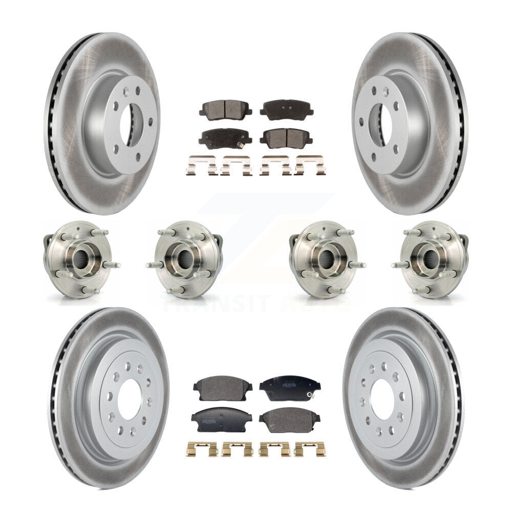 Kit de rotors et plaquettes de frein revêtus de roulement de moyeu avant et arrière (10 pièces) pour Cadillac ATS AW