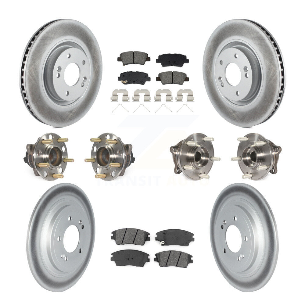 Kit de rotor et de plaquettes de frein à disque revêtus de roulement de moyeu avant et arrière (10 pièces) pour Kia Sportag