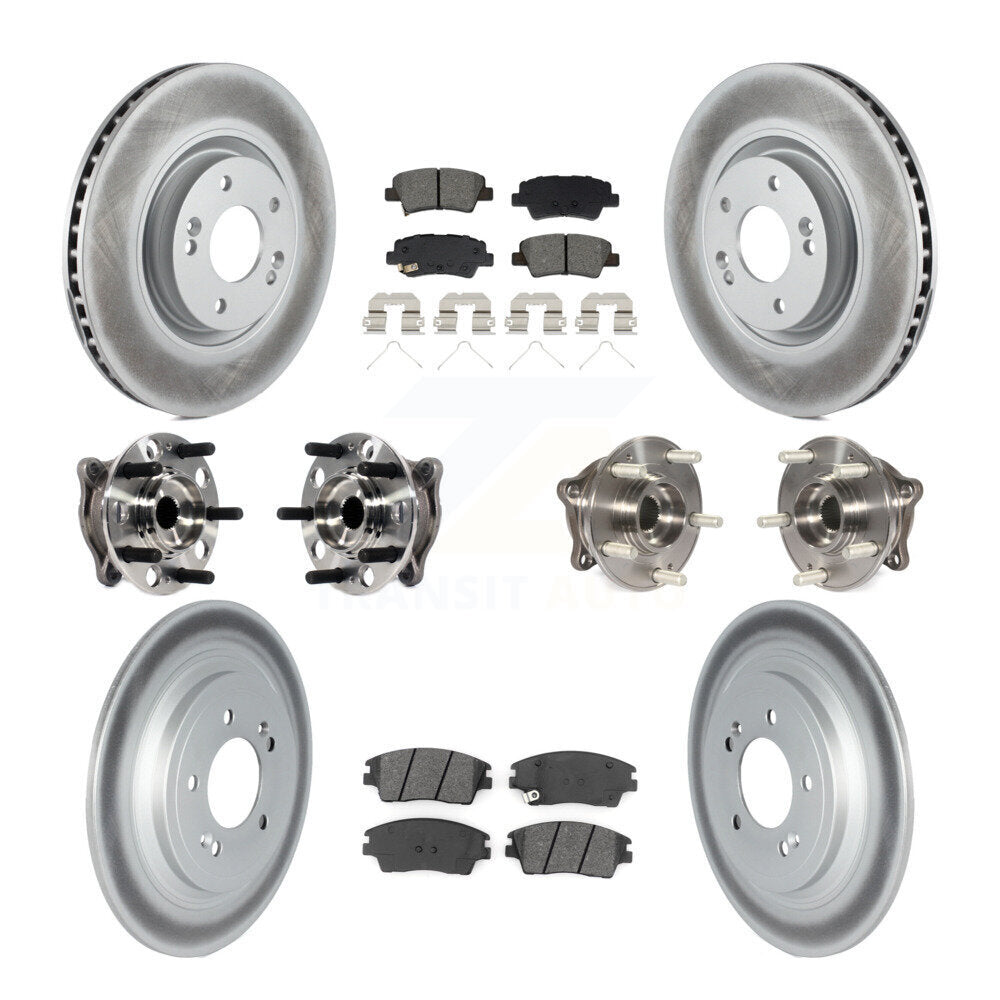 Kit de rotor et de plaquettes de frein à disque revêtus de roulement de moyeu avant et arrière (10 pièces) pour Kia Sportag