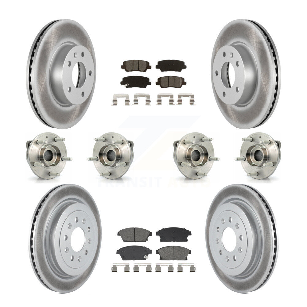 Kit de rotors et plaquettes de frein revêtus de roulement de moyeu avant et arrière (10 pièces) pour Cadillac ATS AW