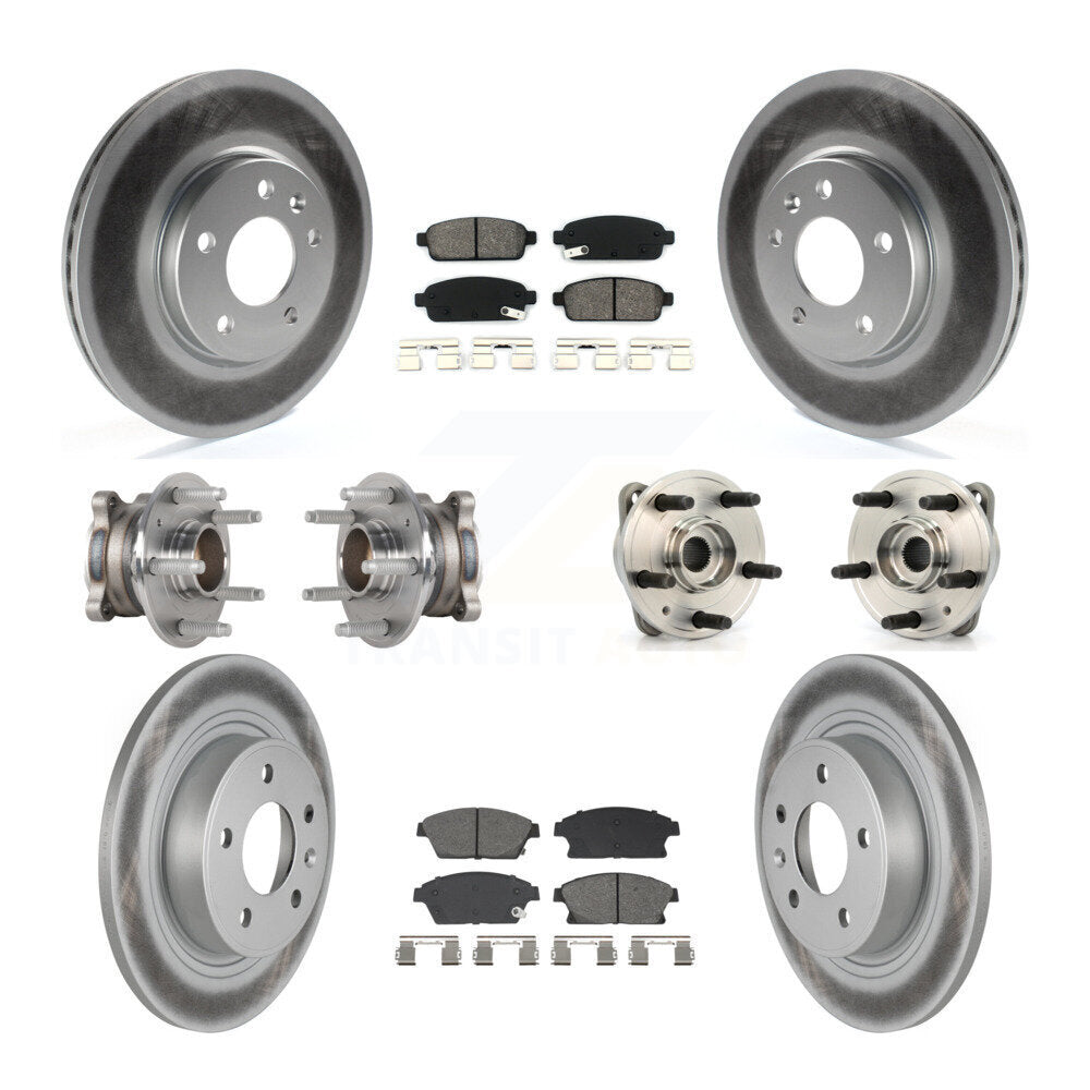 Kit de rotor et de plaquettes de frein revêtus de roulement de moyeu avant et arrière (10 pièces) pour Chevrolet Cruz