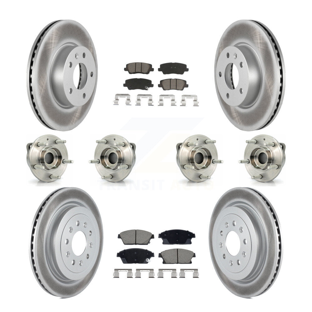 Kit de rotors et plaquettes de frein revêtus de roulement de moyeu avant et arrière (10 pièces) pour Cadillac ATS AW