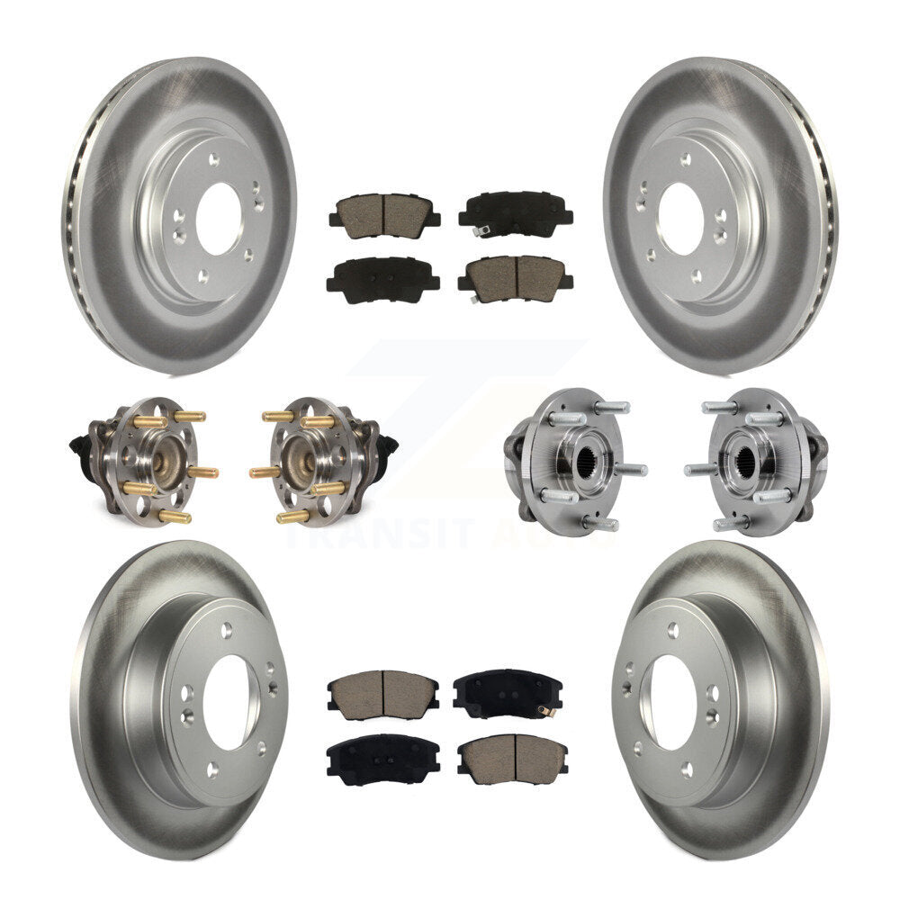 Kit de rotors et plaquettes de frein à disque revêtus de roulement de moyeu avant et arrière (10 pièces) pour Kia Sou