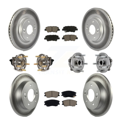 Kit de rotors et plaquettes de frein à disque revêtus de roulement de moyeu avant et arrière (10 pièces) pour Kia Sou