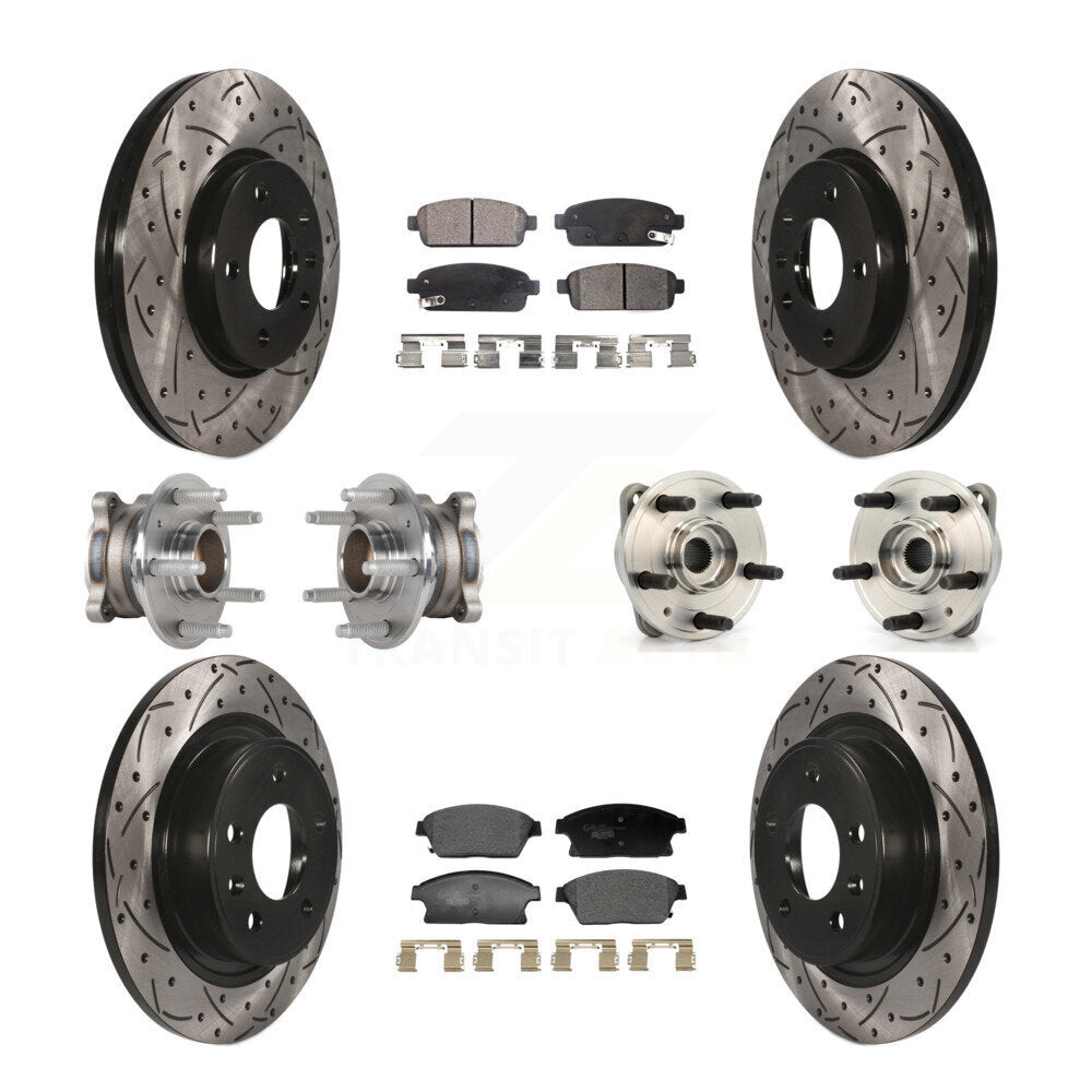 Kit de rotor et de plaquettes de frein revêtus de roulement de moyeu avant et arrière (10 pièces) pour Chevrolet Cruz