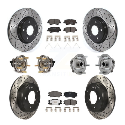 Kit de rotors et plaquettes de frein à disque revêtus de roulement de moyeu avant et arrière (10 pièces) pour Kia Sou