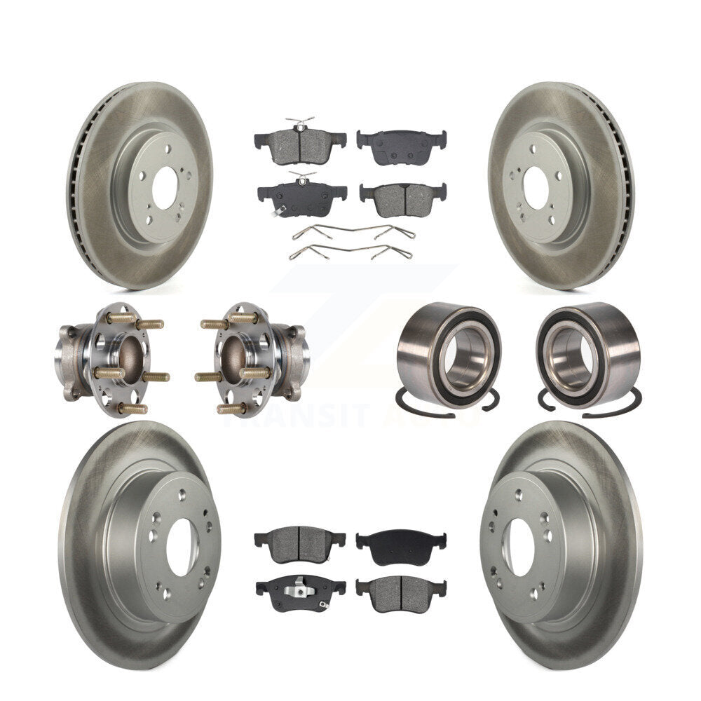 Kit de rotor et de plaquettes de frein à disque revêtus de roulement de moyeu avant et arrière (10 pièces) pour Honda Accor