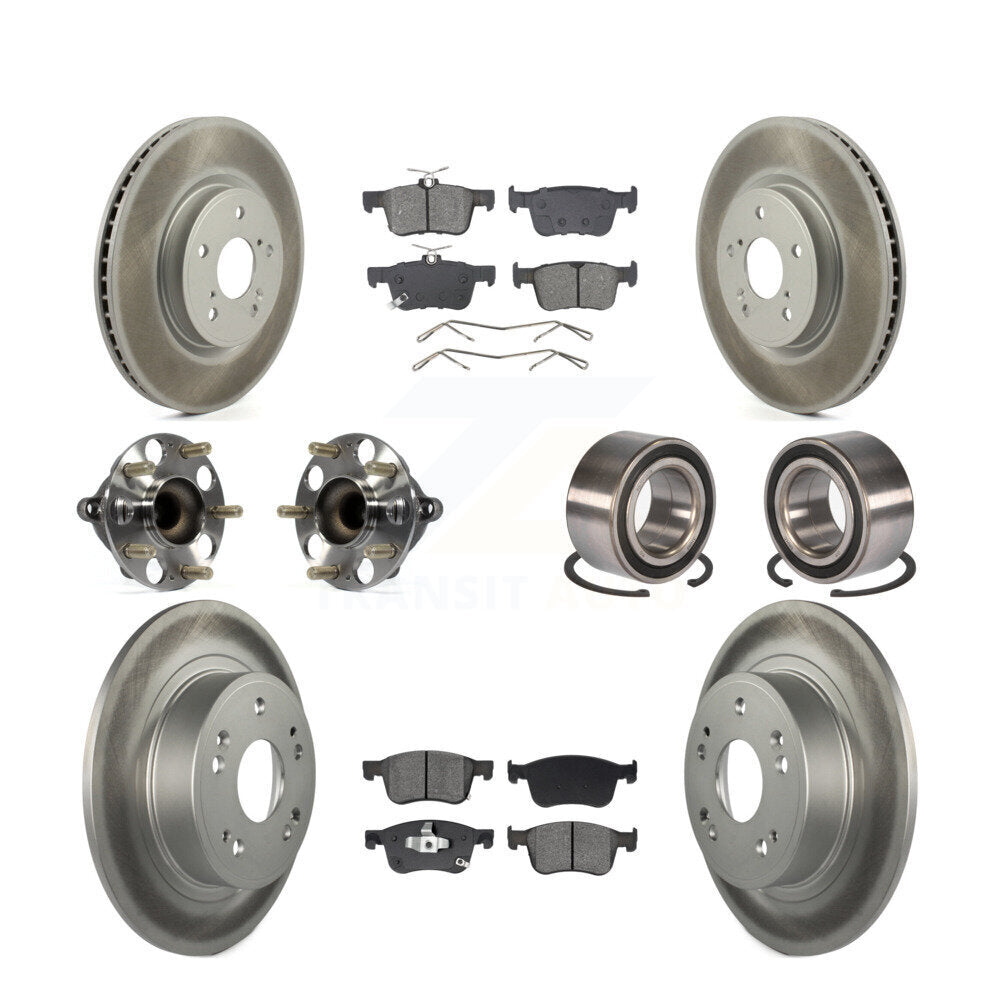Kit de rotor et de plaquettes de frein à disque revêtus de roulement de moyeu avant et arrière (10 pièces) pour Honda Accor