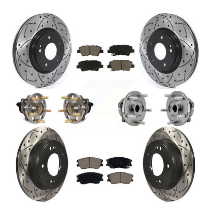 Kit de rotors et plaquettes de frein à disque revêtus de roulement de moyeu avant et arrière (10 pièces) pour Kia Sou