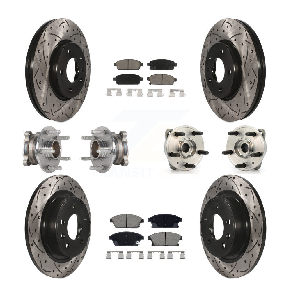Kit de rotor et de plaquettes de frein revêtus de roulement de moyeu avant et arrière (10 pièces) pour Chevrolet Cruz