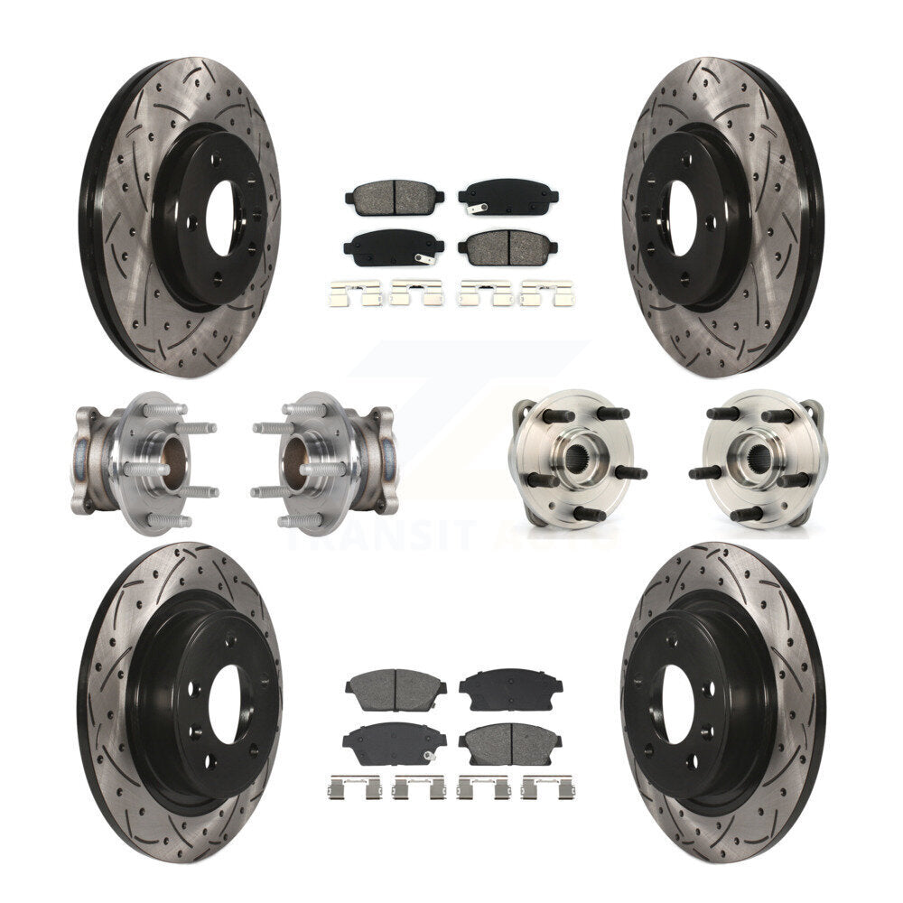 Kit de rotor et de plaquettes de frein revêtus de roulement de moyeu avant et arrière (10 pièces) pour Chevrolet Cruz