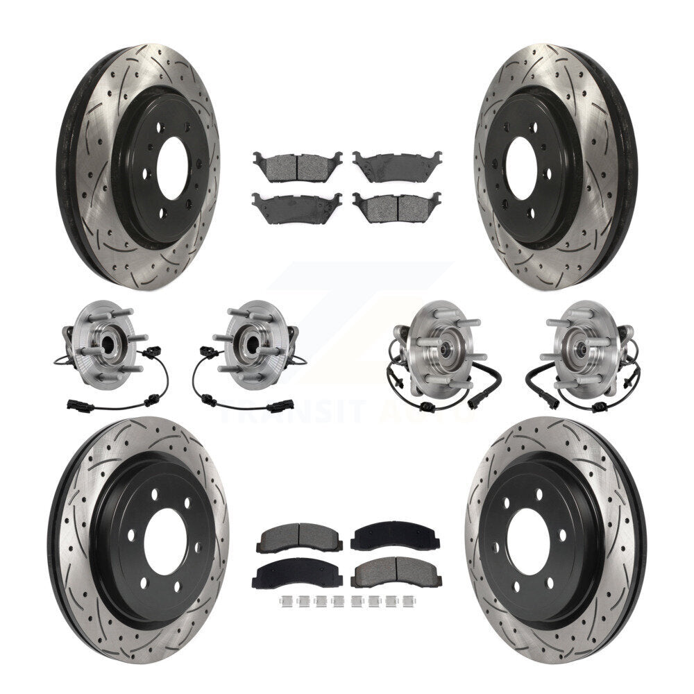 Kit de plaquettes de Rotor de frein revêtues de roulement de moyeu avant et arrière (10 pièces) pour Ford Expedition 4W
