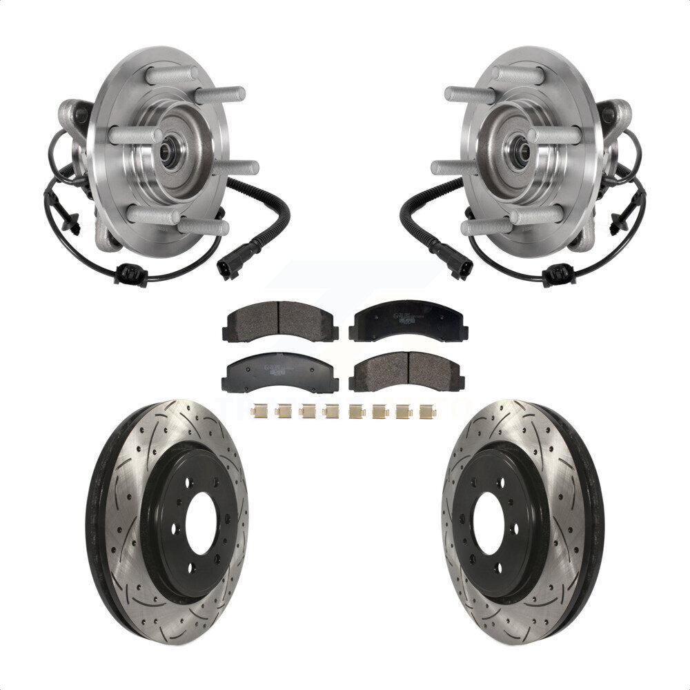 Kit de plaquettes de Rotor de frein, roulement de moyeu avant, fente de perçage, pour Ford Expedition Lincoln 4W