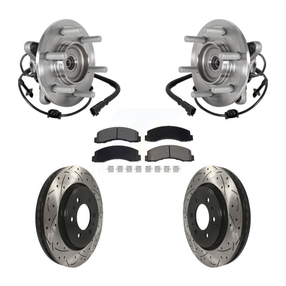 Kit de plaquettes de Rotor de frein, roulement de moyeu avant, fente de perçage, pour Ford Expedition Lincoln 4W