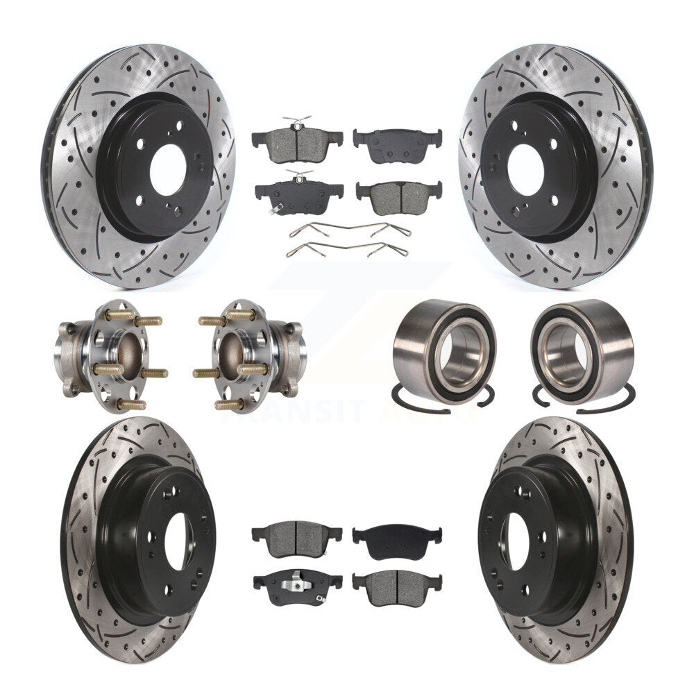 Kit de rotor et de plaquettes de frein à disque revêtus de roulement de moyeu avant et arrière (10 pièces) pour Honda Accor