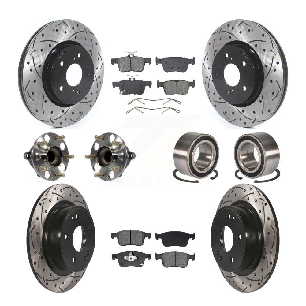 Kit de rotor et de plaquettes de frein à disque revêtus de roulement de moyeu avant et arrière (10 pièces) pour Honda Accor