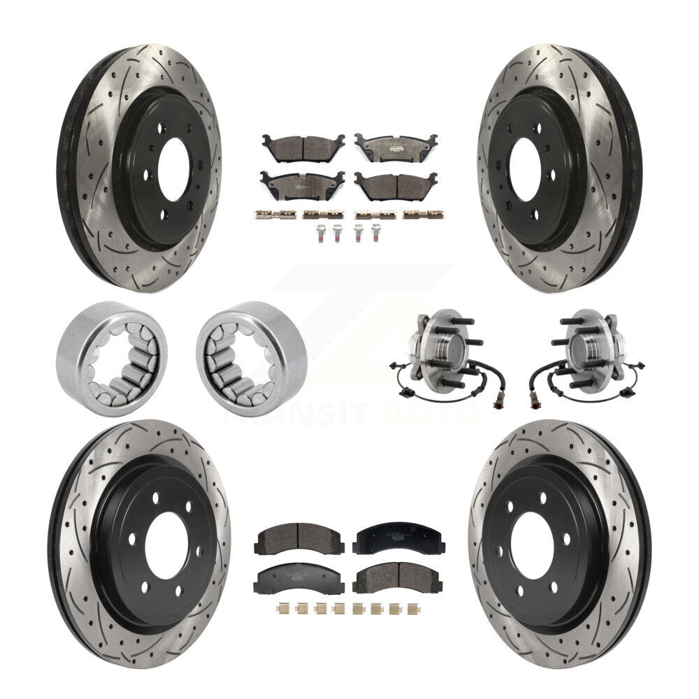 Kit de patins de rotor de frein enduits de roulement de moyeu avant et arrière (10 pièces) pour Ford F-150 RW
