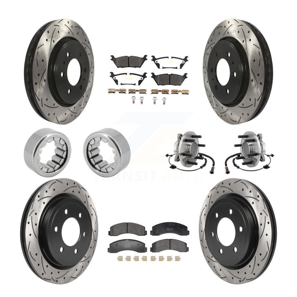 Kit de patins de rotor de frein enduits de roulement de moyeu avant et arrière (10 pièces) pour Ford F-150 RW