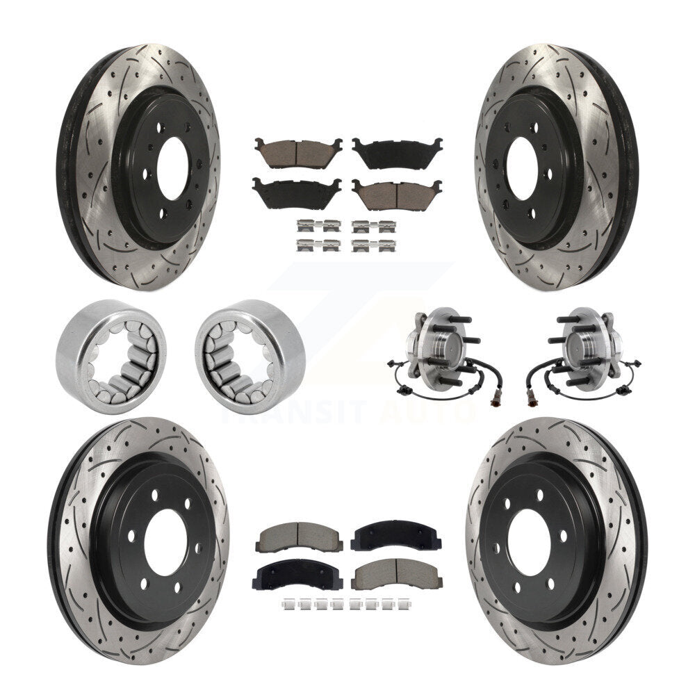 Kit de patins de rotor de frein enduits de roulement de moyeu avant et arrière (10 pièces) pour Ford F-150 RW