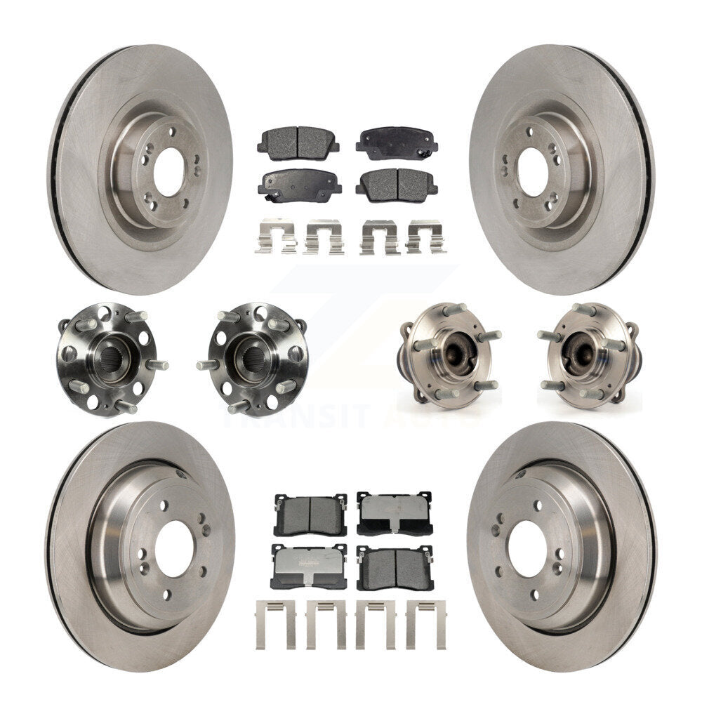 Kit de rotors et plaquettes de frein avec roulement de moyeu avant et arrière (10 pièces) pour Hyundai Equu 2012-2016