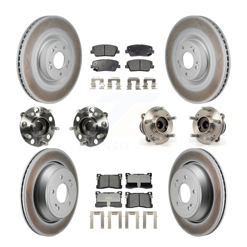 Kit de plaquettes de rotor de frein revêtues de roulement de moyeu avant et arrière (10 pièces) pour Hyundai Equu 12-16