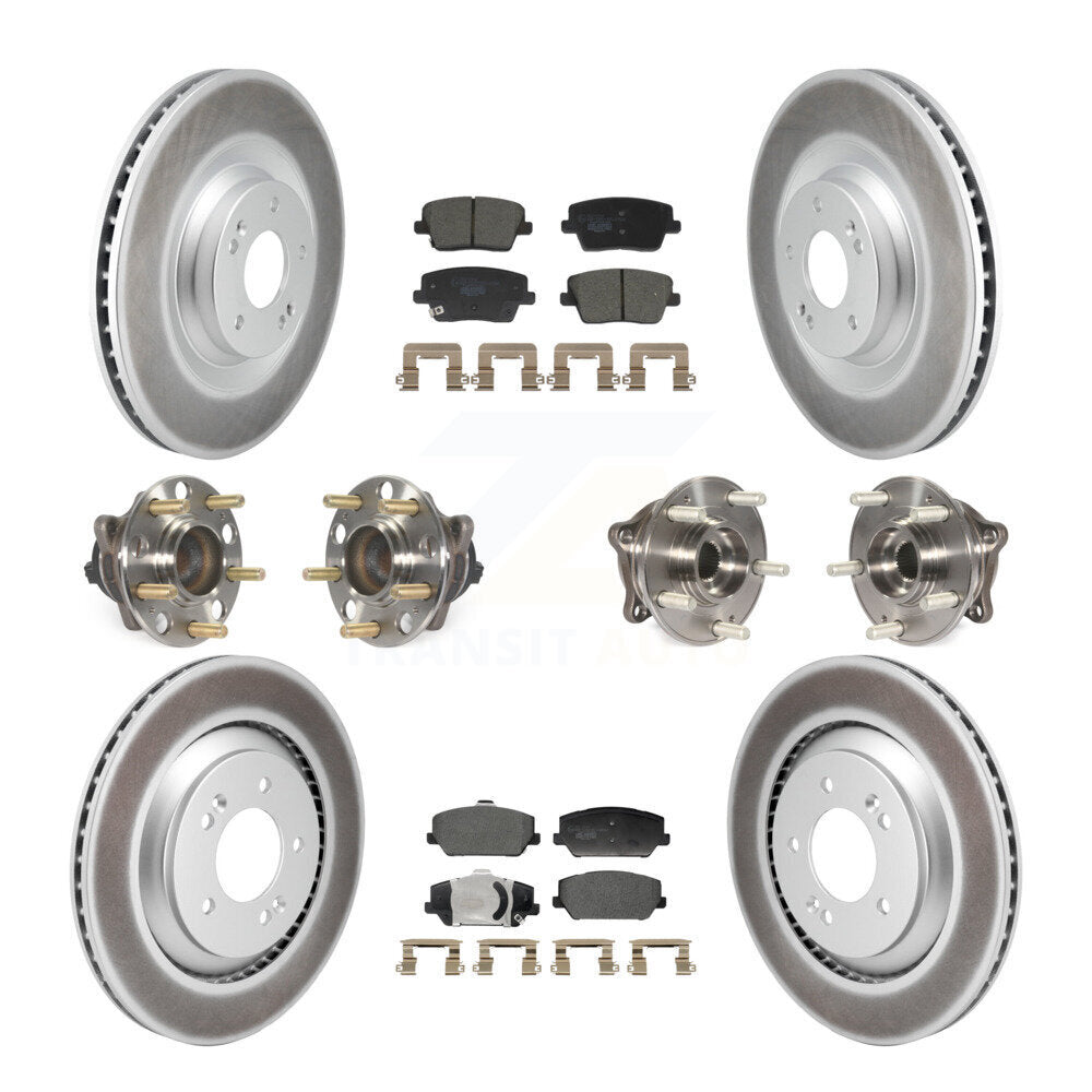Kit de plaquettes de rotor de frein enduites de roulement de moyeu avant et arrière (10 pièces) pour Hyundai Veloster