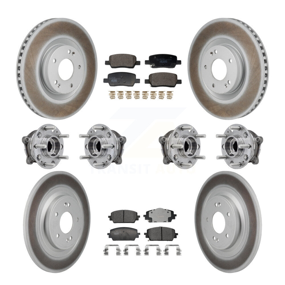 Kit de plaquettes de rotor de frein enduites de roulement de moyeu avant et arrière (10 pièces) pour Hyundai Santa Cru
