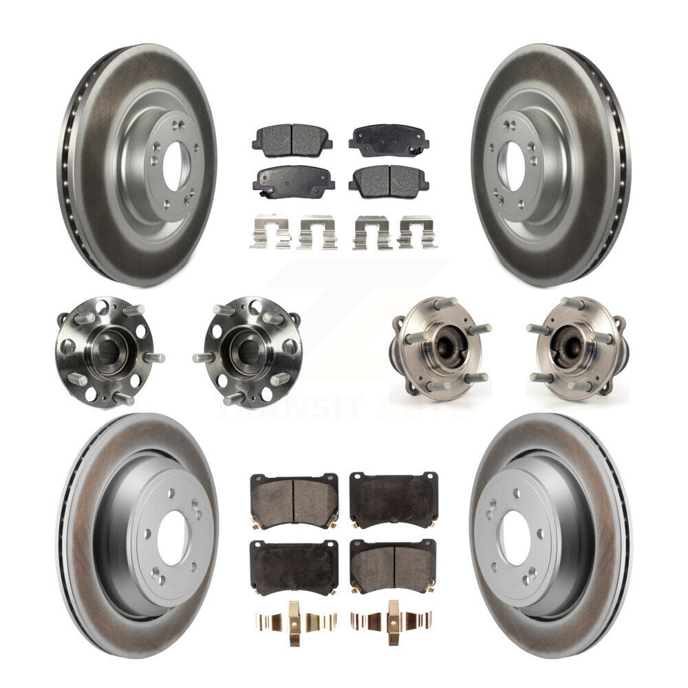 Kit de plaquettes de rotor de frein enduites de roulement de moyeu avant et arrière (10 pièces) pour Hyundai Equu 2011