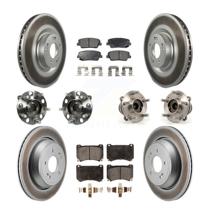 Kit de plaquettes de rotor de frein enduites de roulement de moyeu avant et arrière (10 pièces) pour Hyundai Equu 2011