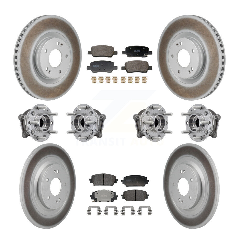 Kit de plaquettes de rotor de frein enduites de roulement de moyeu avant et arrière (10 pièces) pour Hyundai Santa Cru
