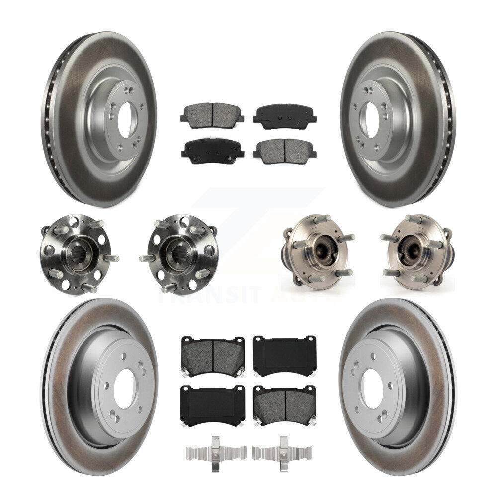 Kit de plaquettes de rotor de frein enduites de roulement de moyeu avant et arrière (10 pièces) pour Hyundai Equu 2011