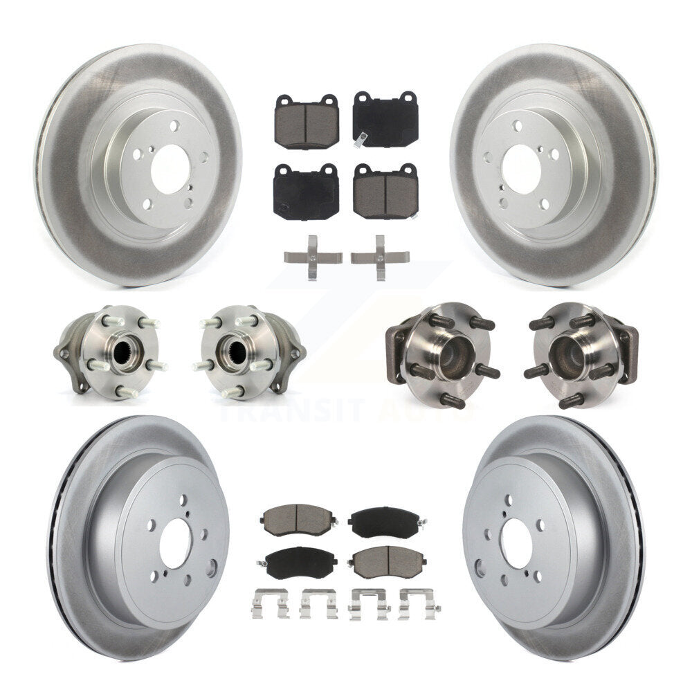Kit de rotor et de plaquettes de frein à disque revêtus de roulement de moyeu avant et arrière (10 pièces) pour Subaru BR
