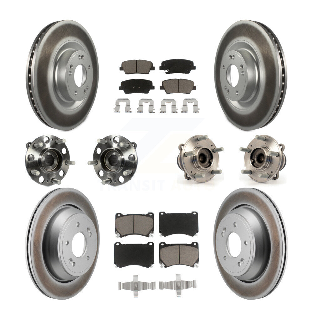 Kit de plaquettes de rotor de frein enduites de roulement de moyeu avant et arrière (10 pièces) pour Hyundai Equu 2011