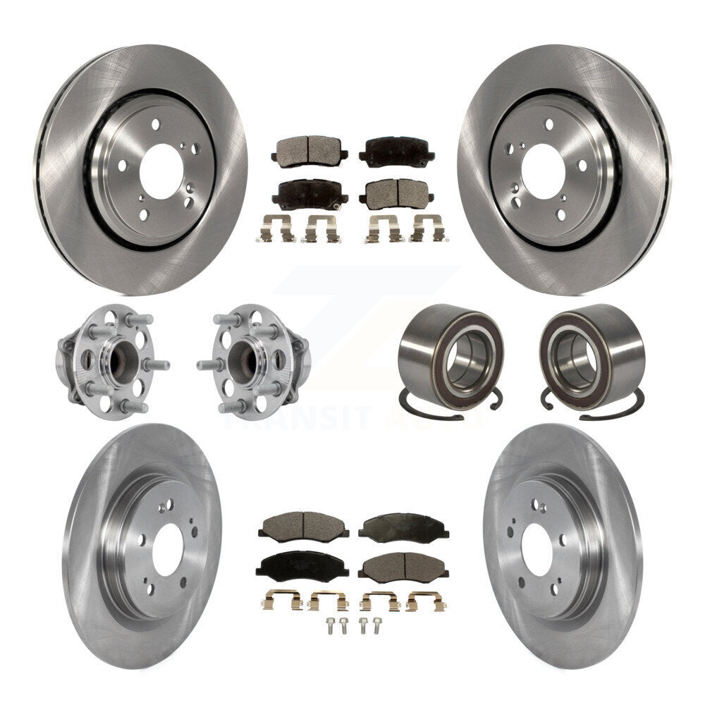 Kit de rotors et plaquettes de frein avec roulement de moyeu avant et arrière (10 pièces) pour Honda Odysse 2018 – 2023
